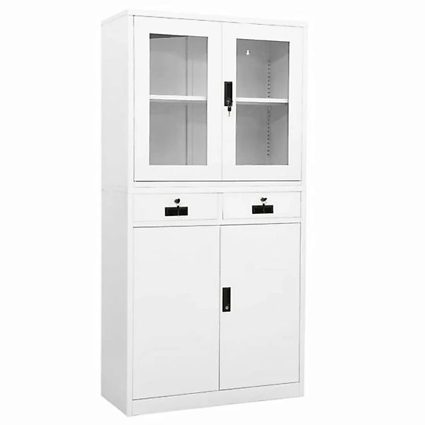 Büroschrank Weiß 90x40x180 Cm Stahl Und Hartglas günstig online kaufen