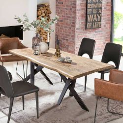 Baumkantentisch aus Mangobaum Massivholz Metall günstig online kaufen