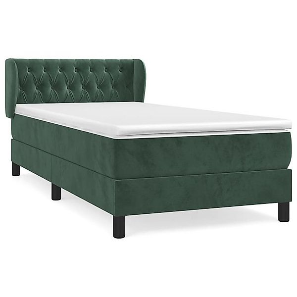 vidaXL Boxspringbett, Boxspringbett mit Matratze Dunkelgrün 90x190 cm Samt günstig online kaufen