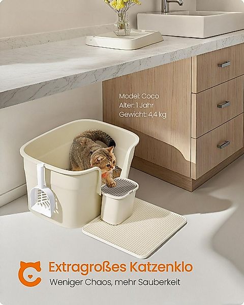 FEANDREA Katzentoilette, für große Katzen, mit hohen Seitenwänden, Schaufel günstig online kaufen