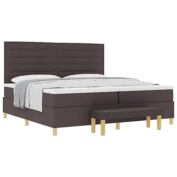 vidaXL Bett Boxspringbett mit Matratze & Bank Dunkelbraun 200x200 cm Stoff günstig online kaufen