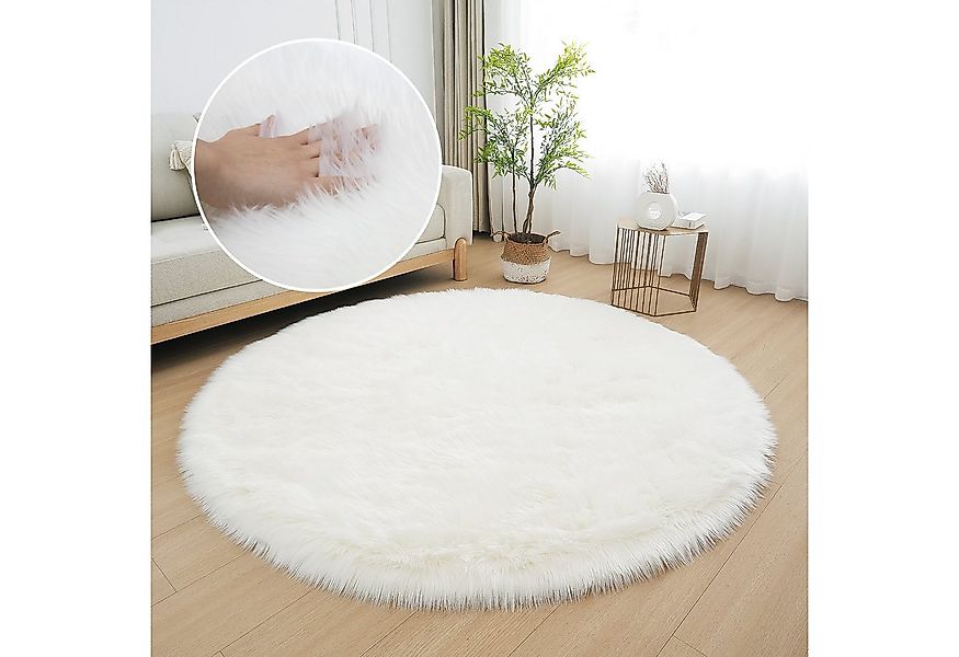 my home Fellteppich Dena, Hochflor Teppiche, rund, Höhe: 60 mm, Kunstfell, günstig online kaufen