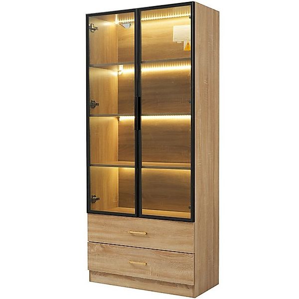 SeedWave Vitrine Vielseitger Hochschrank Glasvitrine mit Schubladen, Lichts günstig online kaufen