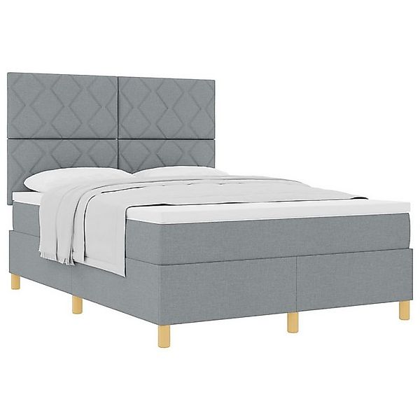vidaXL Bett Boxspringbett mit Matratze Hellgrau 140x190 cm Stoff (1-tlg) günstig online kaufen