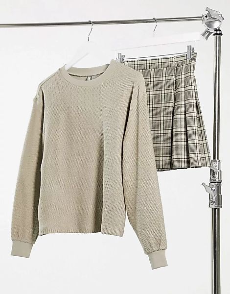 ASOS DESIGN – Oversized-Sweatshirt aus strukturiertem Stoff in Taupe-Neutra günstig online kaufen