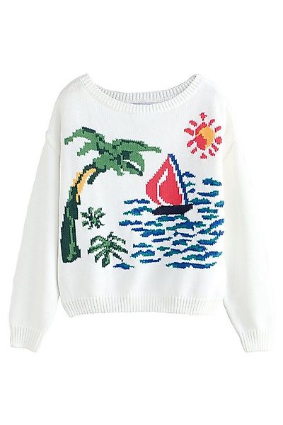 Next Strickpullover Pullover aus Baumwolle mit malerischem Motiv (1-tlg) günstig online kaufen