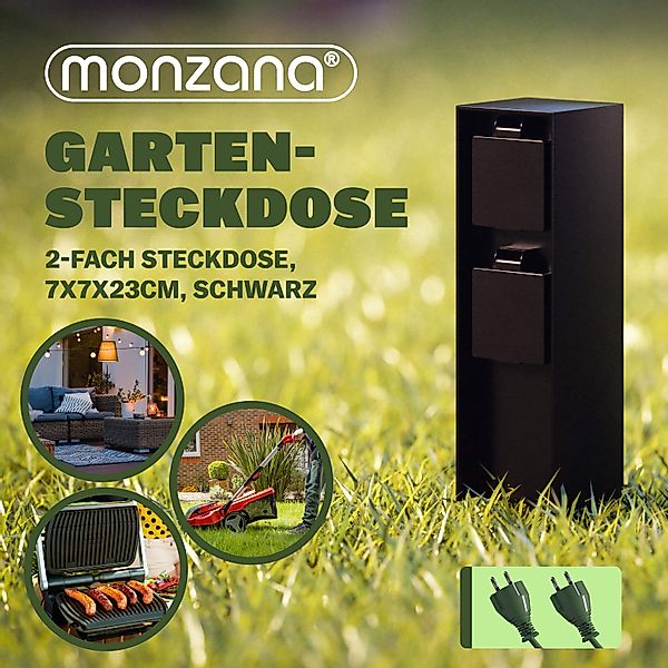 Gartensteckdose Schwarz 2er-Stecker 23x7x7cm günstig online kaufen