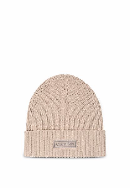 Calvin Klein Strickmütze "PATCH CHUNKY RIB COTTON BEANIE", Perfekt für den günstig online kaufen