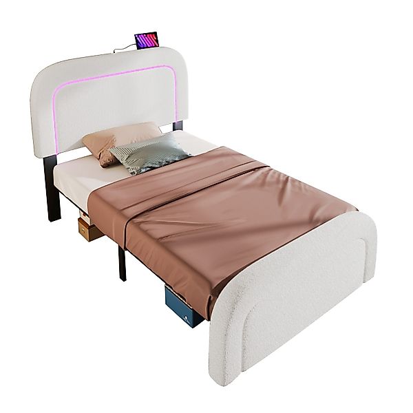 Flieks Polsterbett, LED Beleuchtung Holzbett mit günstig online kaufen