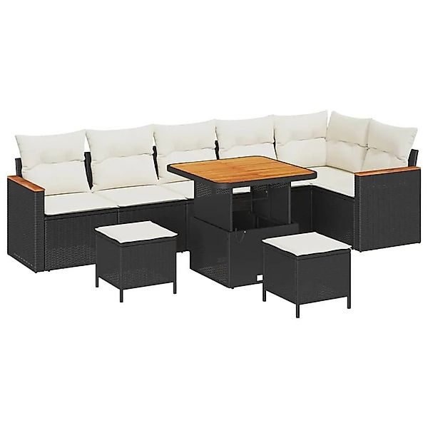 vidaXL Gartensofa-set mit Kissen 9-Tlg Schwarz Poly-Rattan 3365010 günstig online kaufen