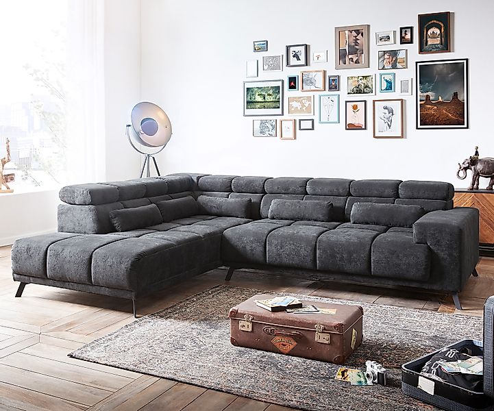 DELIFE Ecksofa Catan, Mikrofaser Anthrazit 295x230 günstig online kaufen