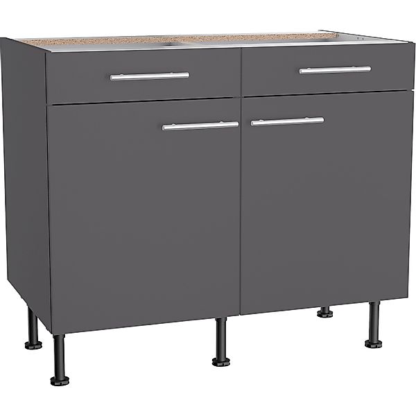 Optifit Küchen-Unterschrank Ingvar420 100 cm x 87 cm x 58,4 cm Anthrazit Ma günstig online kaufen