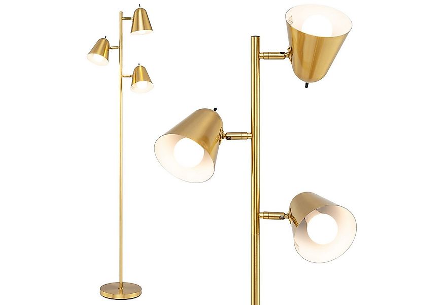 COSTWAY Stehlampe, 3 E27 Glühbirne, 360° verstellbare Lampenschirme 163cm günstig online kaufen