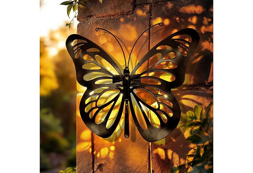 Spetebo LED Dekofigur Solar Wandbild Schmetterling schwarz mit 31 LED, Dämm günstig online kaufen
