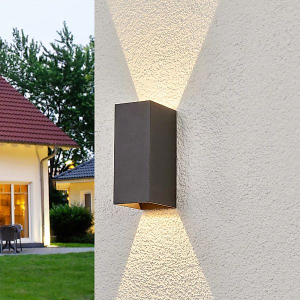 Lucande LED-Außenwandleuchte Mikka, 17 cm, anthrazit, 2-flg. günstig online kaufen