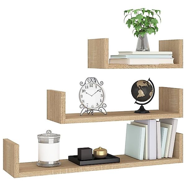 furnicato Wandregal 3 Stk. Sonoma-Eiche Holzwerkstoff, günstig online kaufen