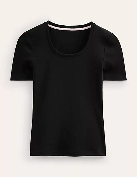 Basic-T-Shirt aus Jersey Damen Boden, Schwarz günstig online kaufen