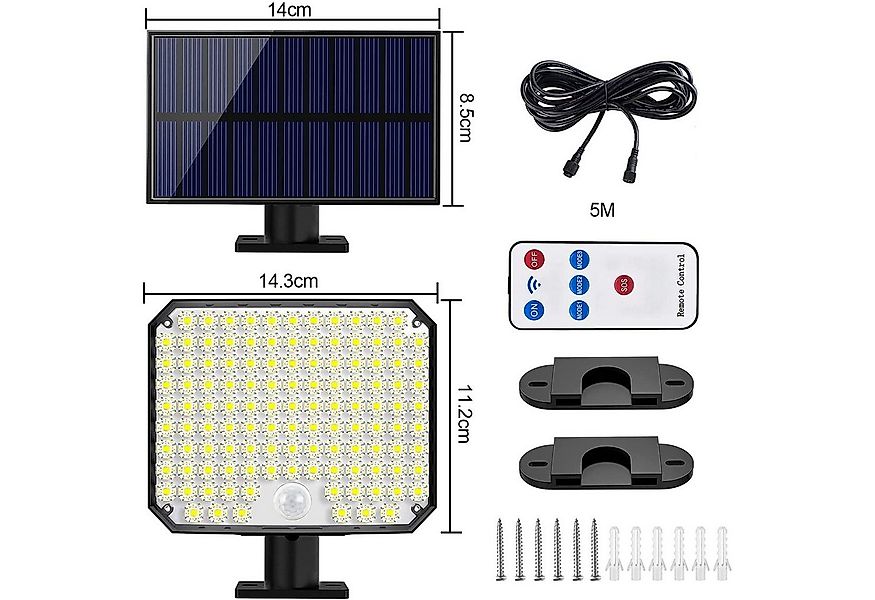 Sunicol LED Solarleuchte für Außen, 118 LED Solarleuchte mit Bewegungsmelde günstig online kaufen