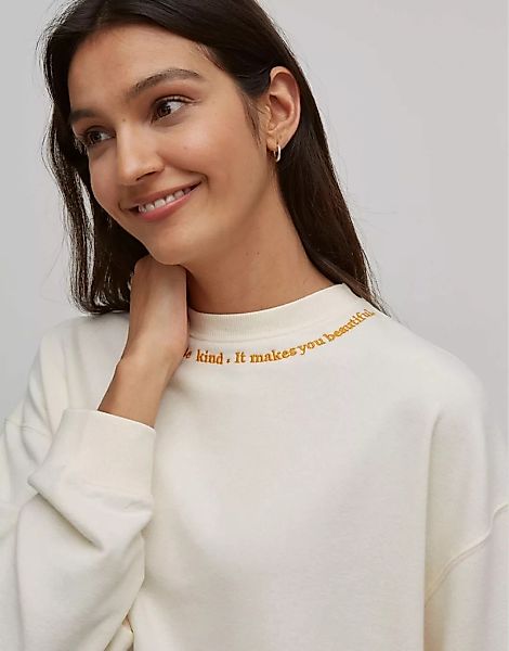 Nobody's Child – Sustainable – Sweatshirt mit Logo am Hals, Kombiteil-Weiß günstig online kaufen