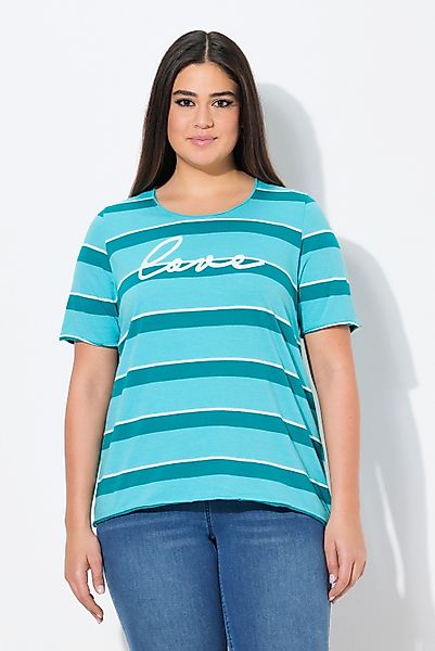 Ulla Popken T-Shirt Ringelshirt Stickerei Rundhals günstig online kaufen