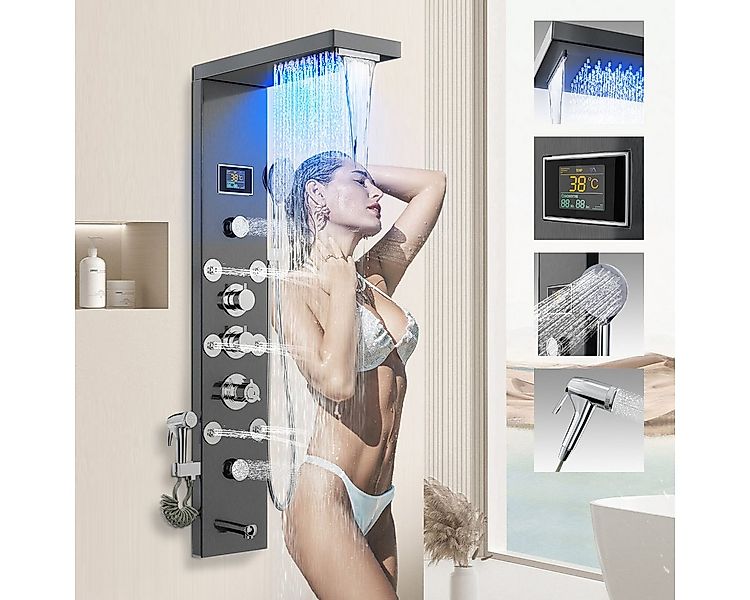 Eumaty Duschsystem Duschpaneel Thermostat Regendusche Dusche Edelstahl mit günstig online kaufen