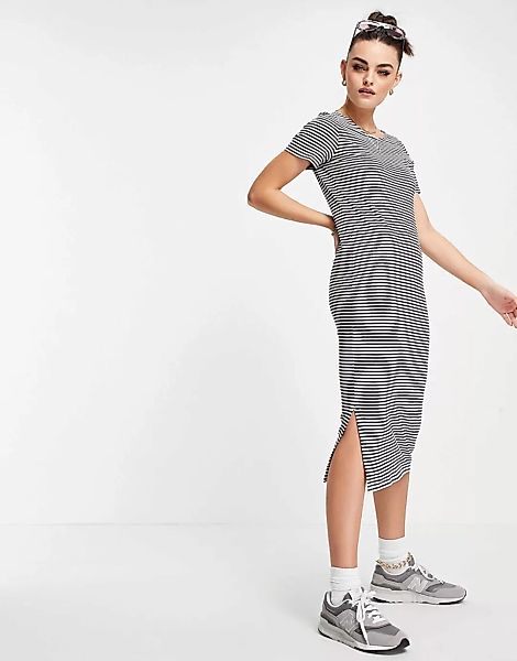 People Tree – Lockeres Midi-T-Shirt-Kleid aus Bio-Baumwolle mit Bretonstrei günstig online kaufen