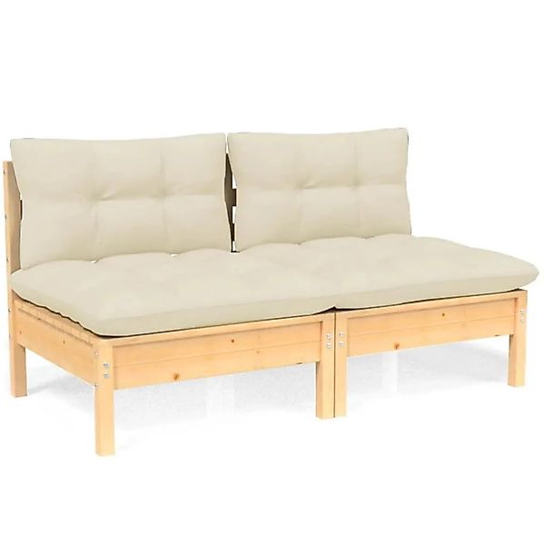 vidaXL 2-Sitzer-Gartensofa mit Creme Kissen Massivholz Kiefer 3095992 günstig online kaufen