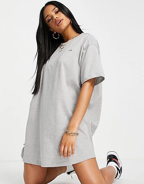 Night Addict – Oversize-T-Shirt-Kleid mit „Baddie“-Print-Grau günstig online kaufen