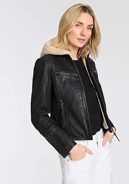 Mauritius Lederjacke "MWNedra" mit Kapuze mit abknöpfbarer Teddyplüsch-Kapu günstig online kaufen