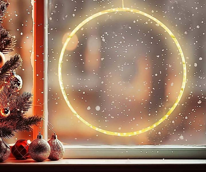 LED Lichtkranz Weihnachtsbeleuchtung Lichtkreis Warmweiß Batterie Timer 8 M günstig online kaufen