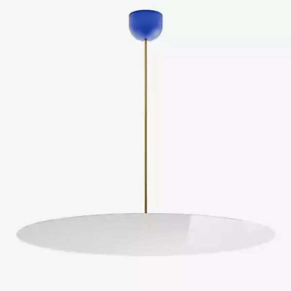 Luceplan Millimetro Pendelleuchte LED, blau/messing - H. 73 cm - ø85 - Dali günstig online kaufen
