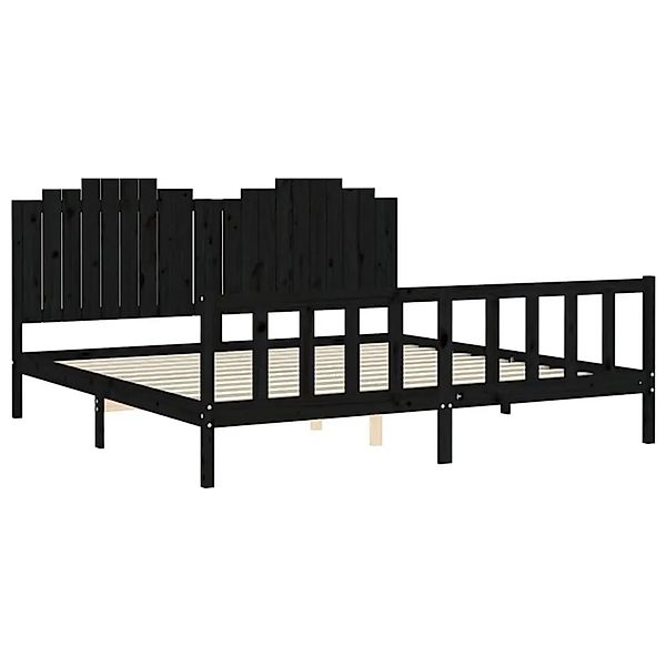 vidaXL Massivholzbett mit Kopfteil Schwarz 200x200 cm 3192320 günstig online kaufen