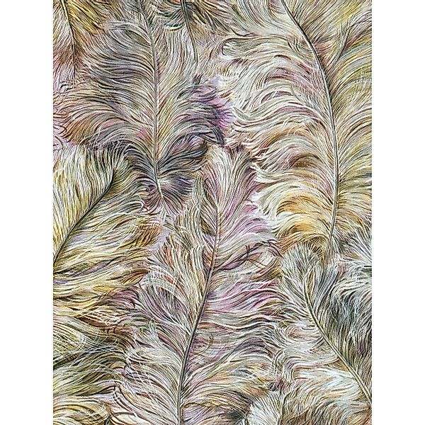 PROFHOME 822205 Luxus Tapete Federn glänzend alt-Rosa Gold-Gelb Silber 0,53 günstig online kaufen