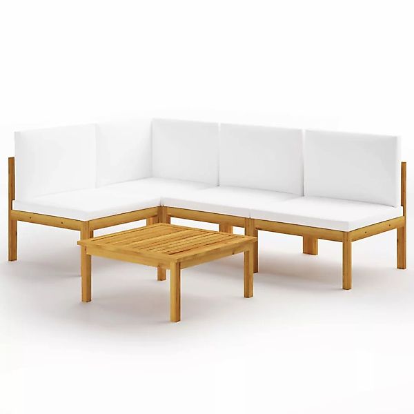 5-tlg. Garten-lounge-set Mit Kissen Cremeweiß Massivholz Akazie günstig online kaufen