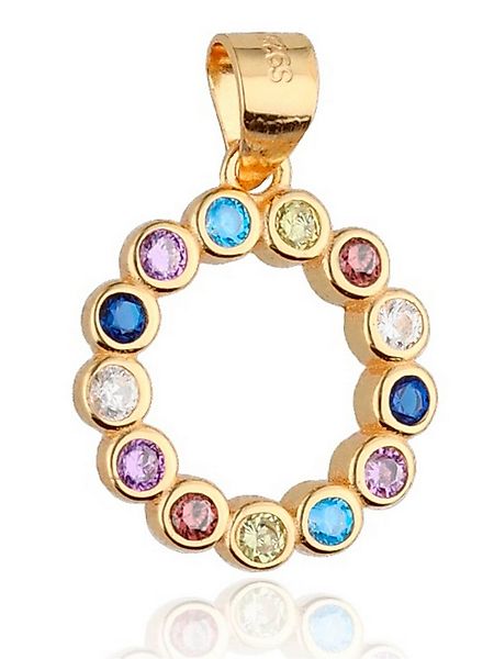 Goldene Hufeisen Kettenanhänger Gold Runde Kreis 18K vergoldet mit Bunte Zi günstig online kaufen