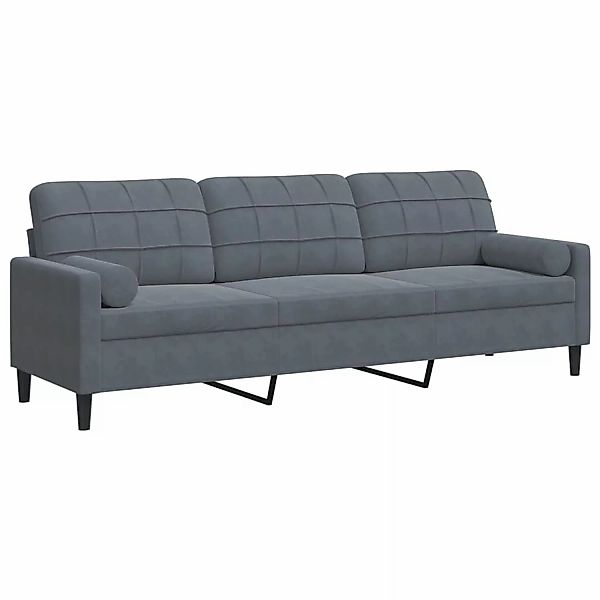 vidaXL Sofa 3-Sitzer mit Zierkissen Dunkelgrau 210 cm Samt 2158431 günstig online kaufen