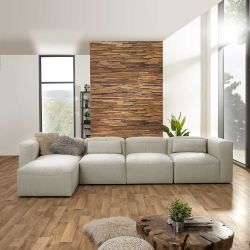 Ecksofa mit Armlehnen Webstoff (fünfteilig) günstig online kaufen