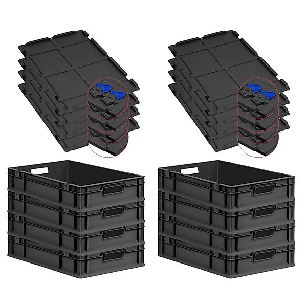 PROREGAL SuperSparSet 8x Eurobox Nextgen Grip Mit Scharnierdeckel Und Blaue günstig online kaufen