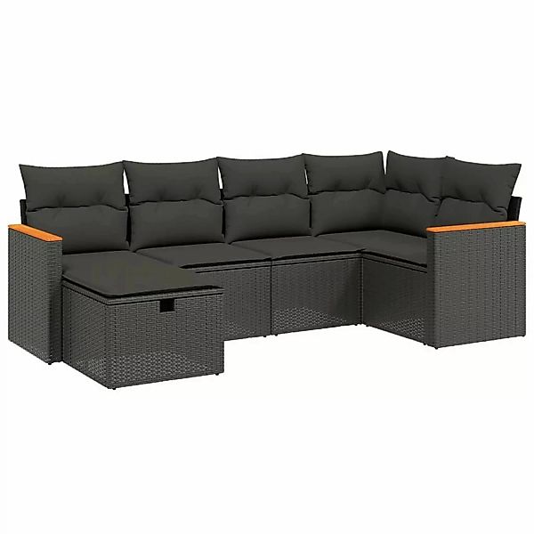 vidaXL 6-tlg Garten-Sofagarnitur mit Kissen Schwarz Poly Rattan Modell 167 günstig online kaufen