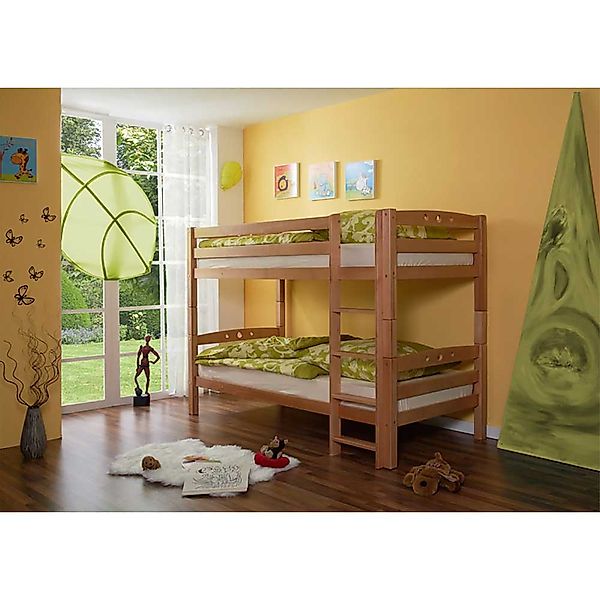 Etagenbett in Buchefarben massiv lackiert 150 cm hoch günstig online kaufen
