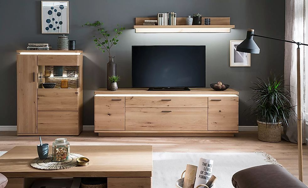 Woodford Wohnwand  Novara ¦ holzfarben ¦ Maße (cm): B: 300 H: 175 T: 50.0 K günstig online kaufen