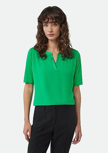 comma Kurzarmshirt T-Shirt Viskose-Shirt mit Satinblende im Fabricmix günstig online kaufen