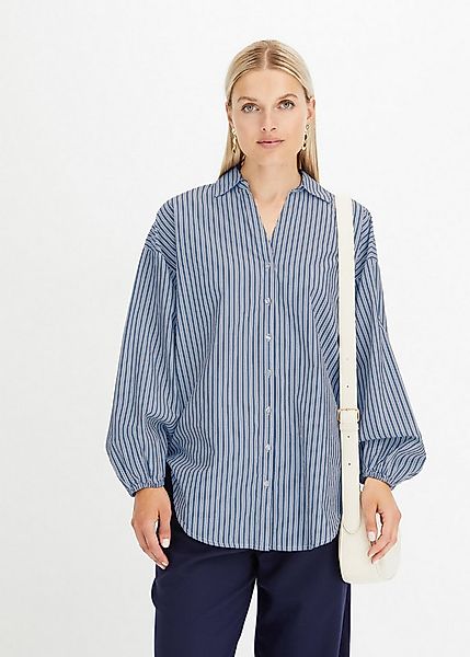 bonprix Langarmbluse Oversize-Bluse aus reiner Baumwolle günstig online kaufen
