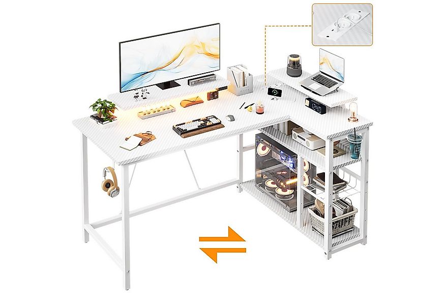 Furnicopia Eckschreibtisch L-förmiger Gaming-Schreibtisch mit Stauraum, Ste günstig online kaufen
