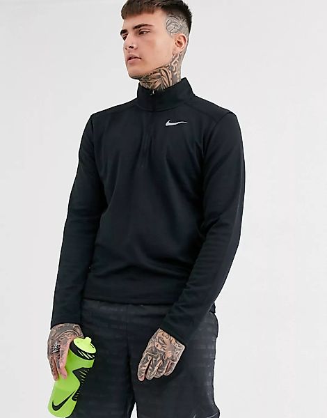 Nike Running – Pacer – Schwarzes Sweatshirt mit kurzem Reißverschluss günstig online kaufen