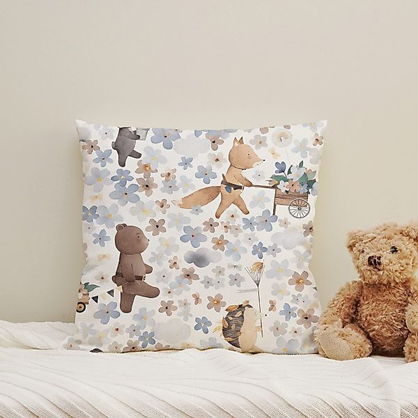 queence Dekokissen Wildtiere und Blumenwiese, Kissenhülle günstig online kaufen