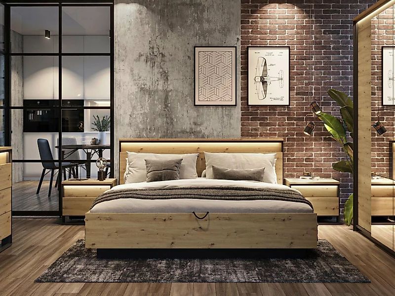 Compleo Bett LIMA Doppelbett, Lattenrost mit LED, ohne Matratze günstig online kaufen