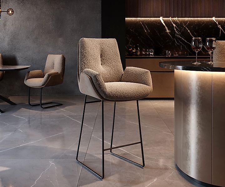 Barstuhl Clea-Flex Materialmix Schlamm Kufengestell Metall günstig online kaufen