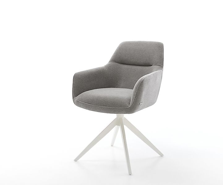 Drehstuhl Pejo-Flex Strukturstoff Soft Grau Kreuzgestell breit Weiß 360° dr günstig online kaufen