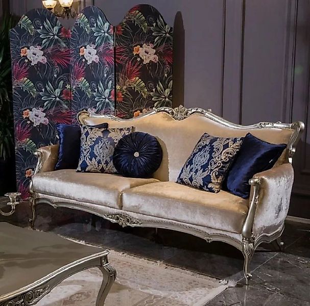 Casa Padrino Sofa Luxus Barock Wohnzimmer Sofa mit dekorativen Kissen Rosa günstig online kaufen